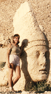 Deborah Shadovitz in Turkey atop Nemrut Dagi